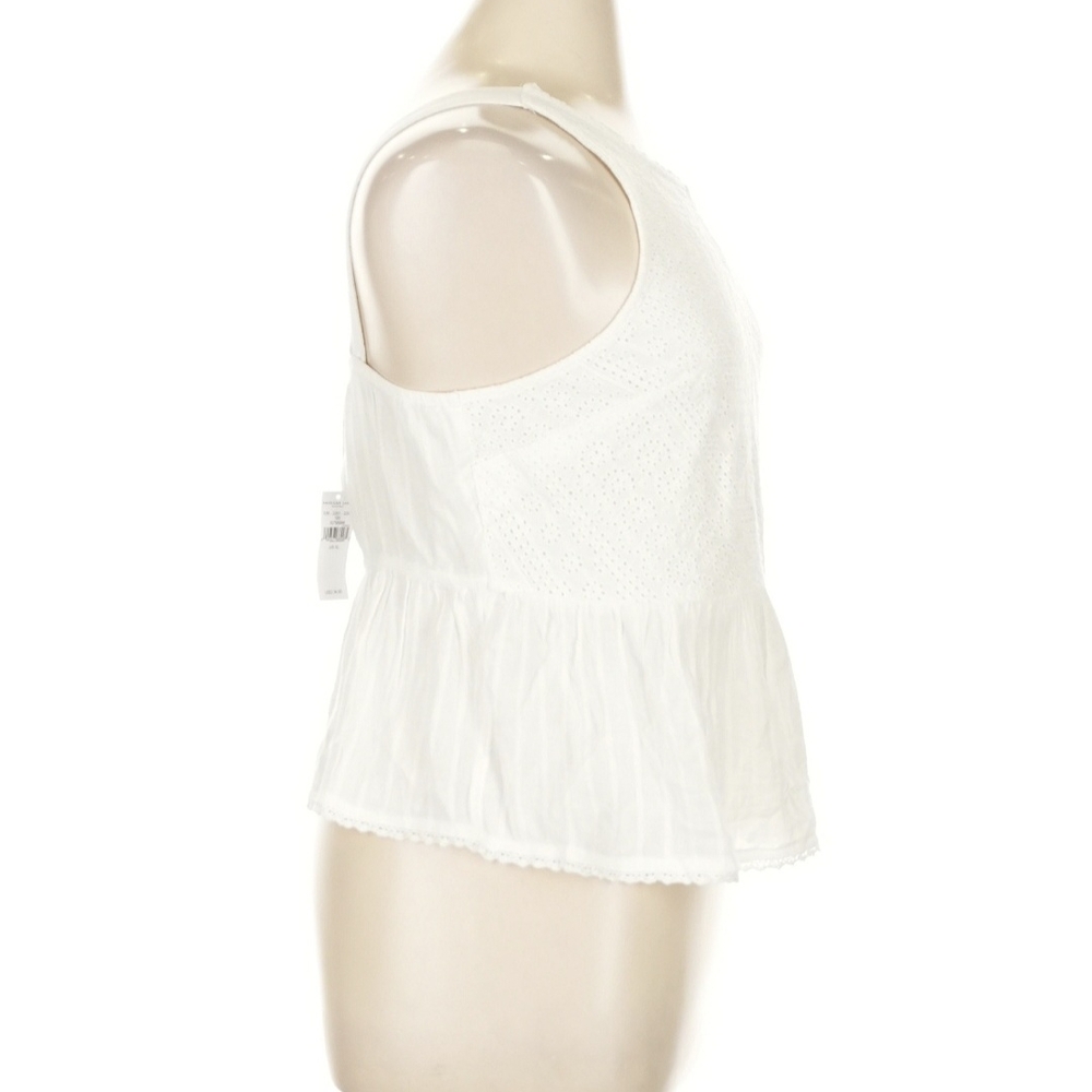 White Eyelet Peplum Lace Tank Top - Picture 3 of 7